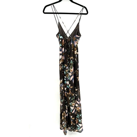 ASTR The Label Brown Floral Surplice Spaghetti Strap Maxi Dress Size Small S - Picture 2 of 10